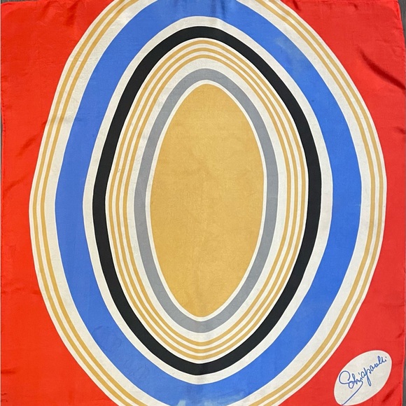 Large Vintage Schiaparelli Silk Scarf 27 In Sq Fair to Good Condition - Picture 2 of 10